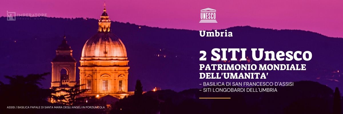 L'Umbria può vantare la presenza di due siti Unesco Patrimonio Mondiale dell'Umanità, nell'immagine la basilica papale di Santa Maria degli Angeli, ad Assisi